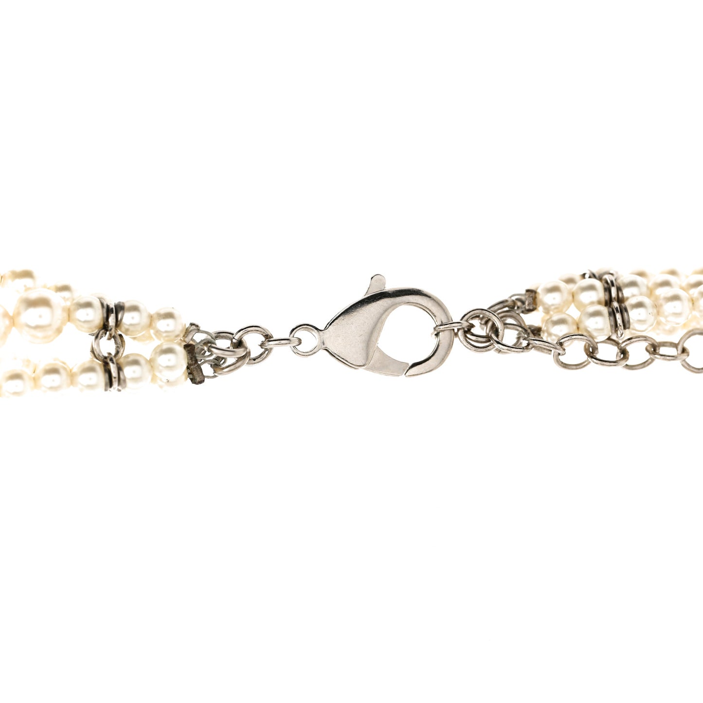 Pearl Graduated Multi Strand CC Necklace Pearly White