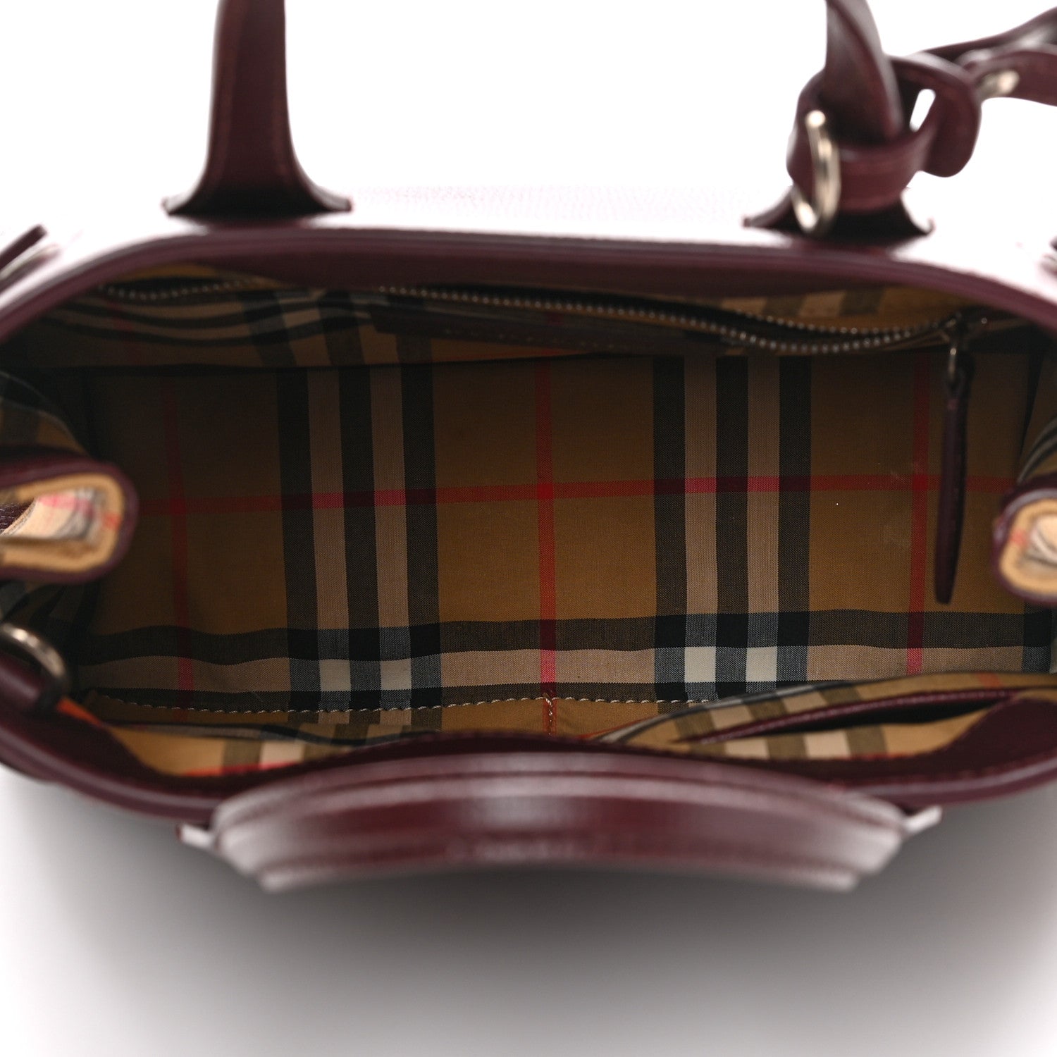 Burberry Grainy Calfskin House Check Small Banner Tote Mahogany Red 5 of 9