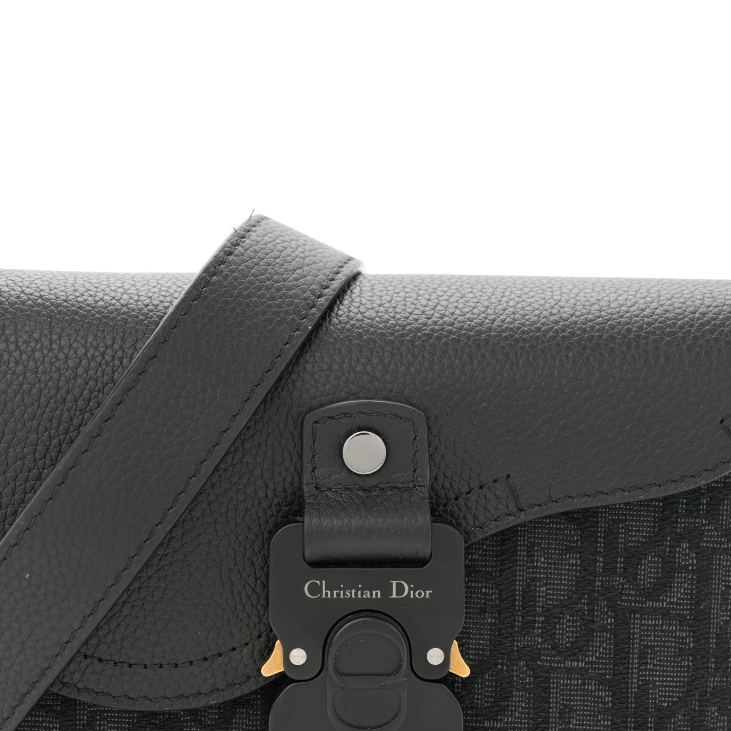 Christian Dior Oblique Jacquard Grained Calfskin Mini Saddle Messenger Bag With Flap Black 8 of 14