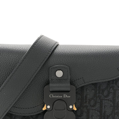 Christian Dior Oblique Jacquard Grained Calfskin Mini Saddle Messenger Bag With Flap Black 8 of 14