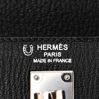 Hermes Chevre Mysore Horseshoe Kelly Sellier 25 Black Gris Perle 6 of 10