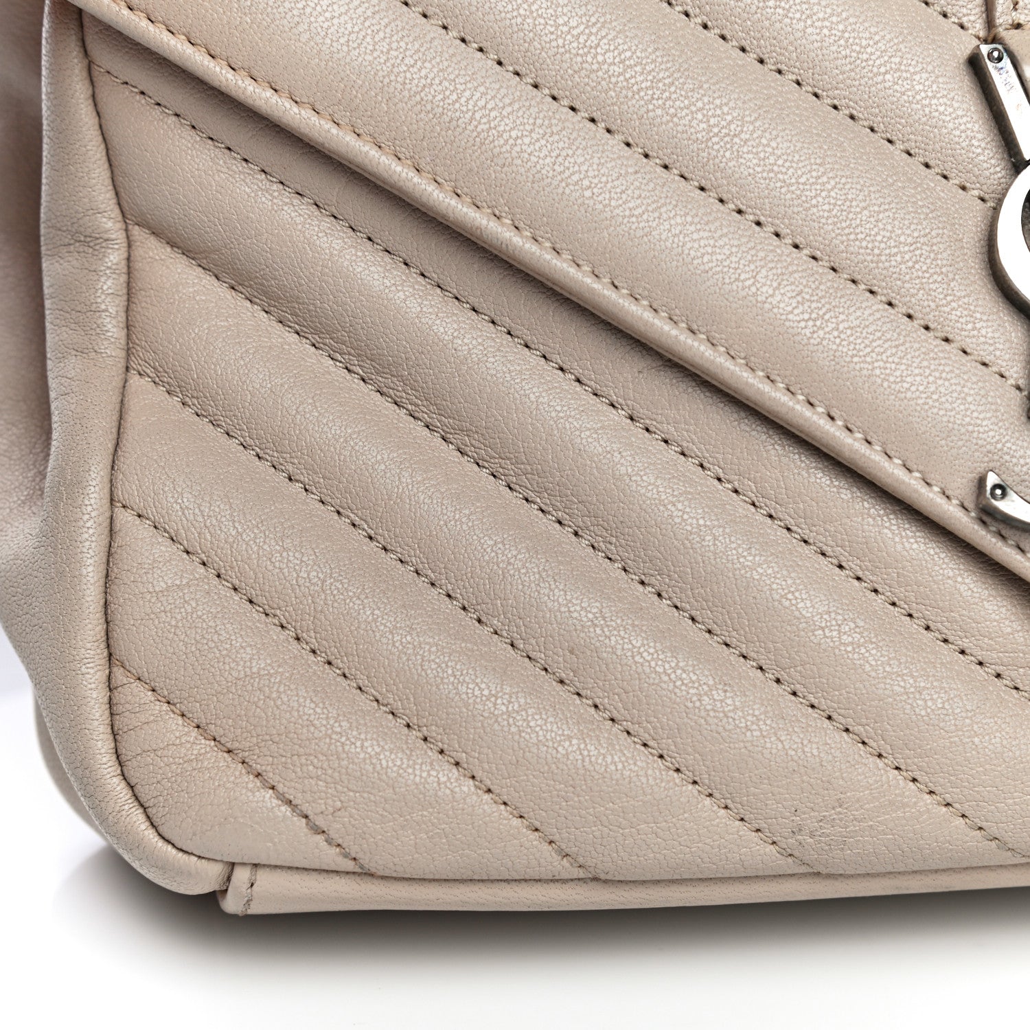 Saint Laurent Sheepskin Matelasse Chevron Monogram Medium College Bag Rose Antic 13 of 17