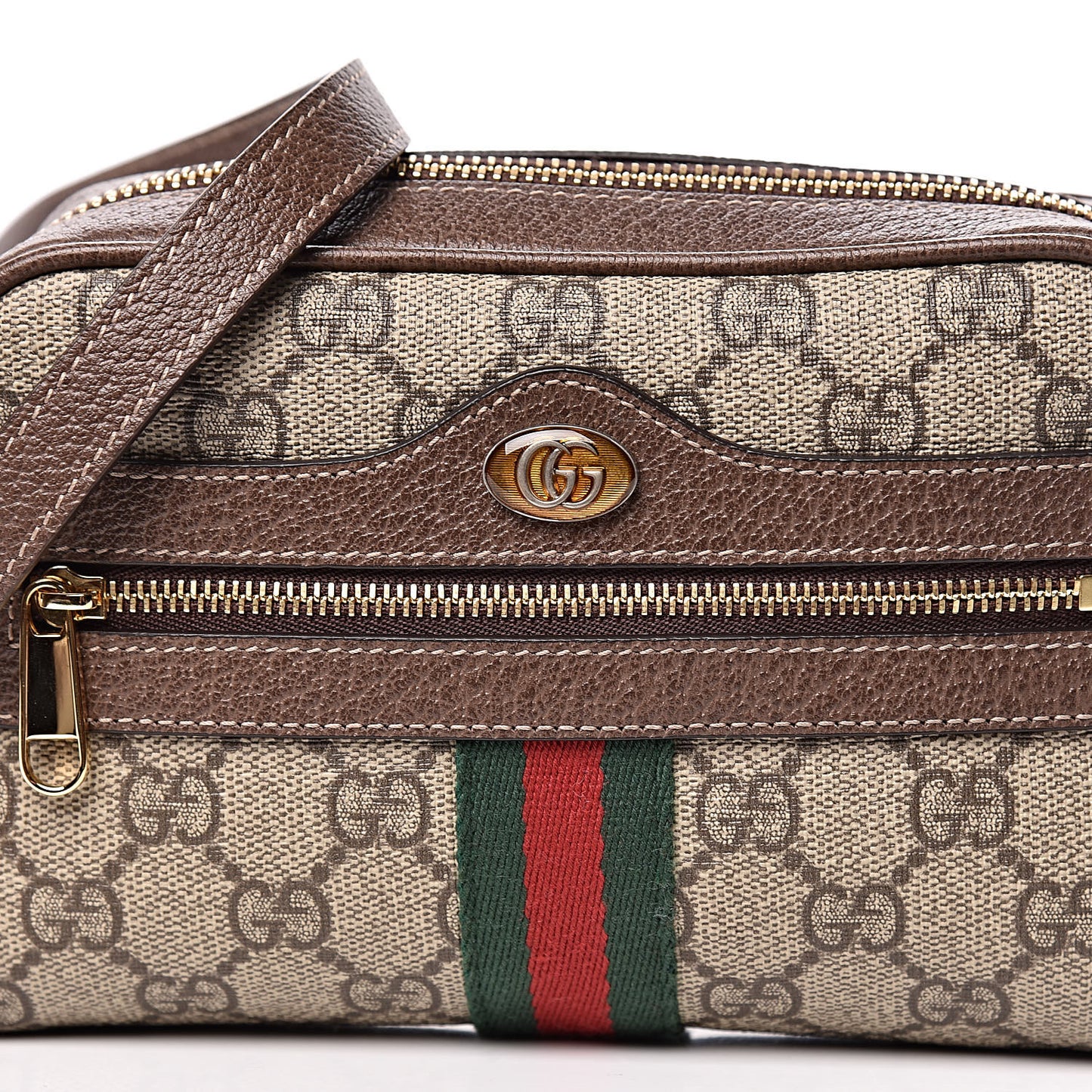 GG Supreme Monogram Web Mini Ophidia Shoulder Bag Brown