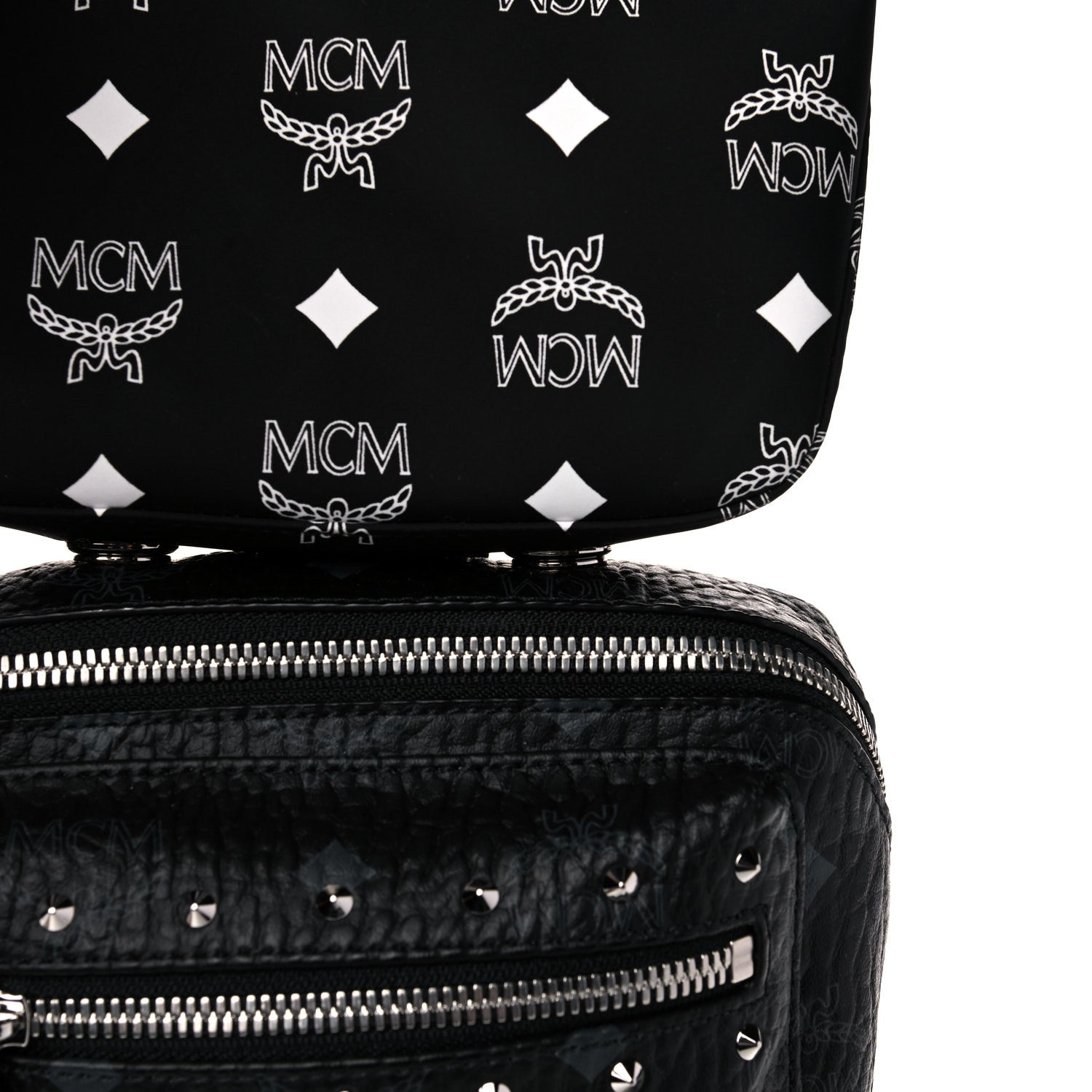 MCM Visetos Trey 4-in-1 Sling Backpack Black Gold 11 of 23