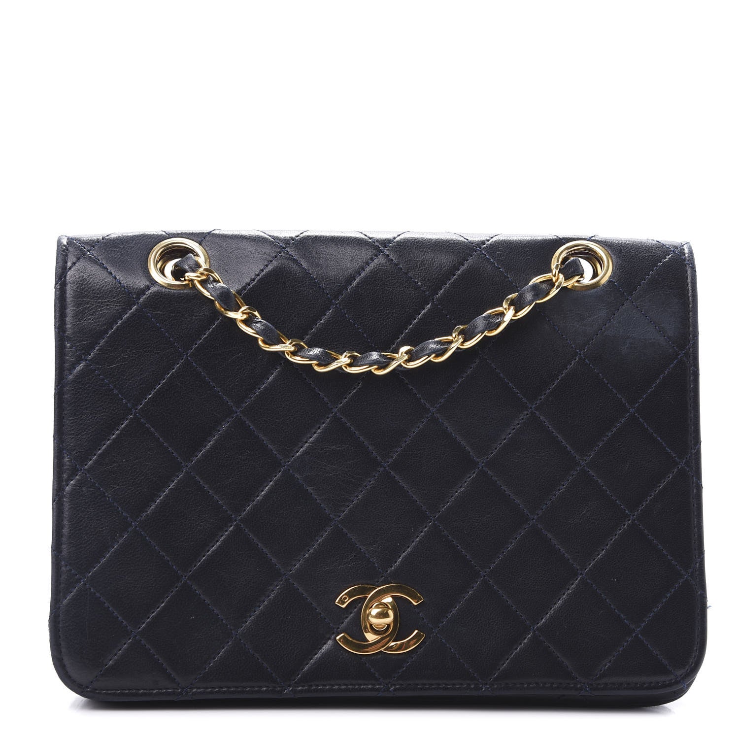Chanel Lambskin Quilted Small Single Flap Navy 1 of 11