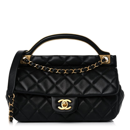 Chanel Calfskin Quilted Small Lady Handle Clutch With Chain Black 1 of 12