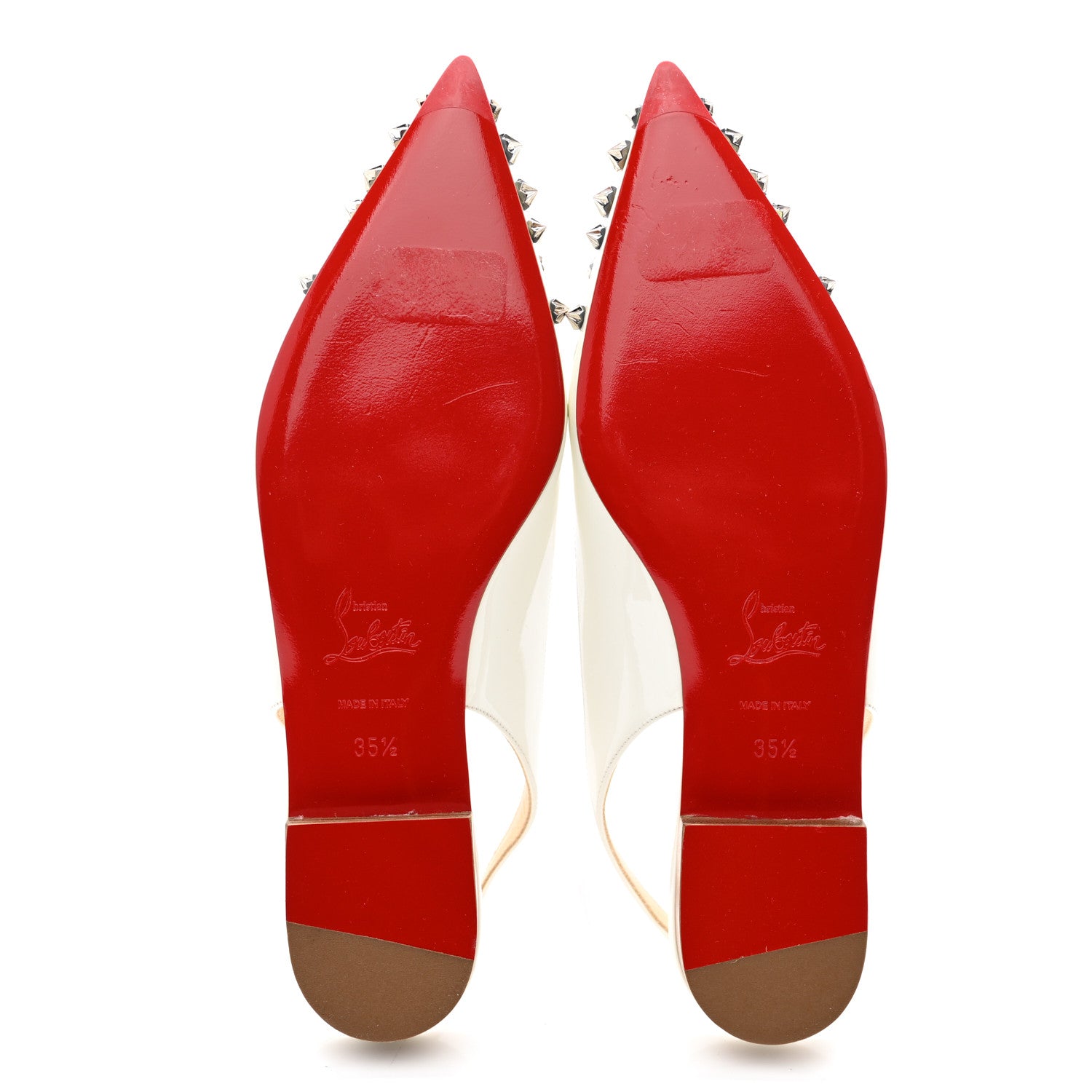 Christian Louboutin Patent Drama Sling Flats 35.5 Latte Silver 6 of 9