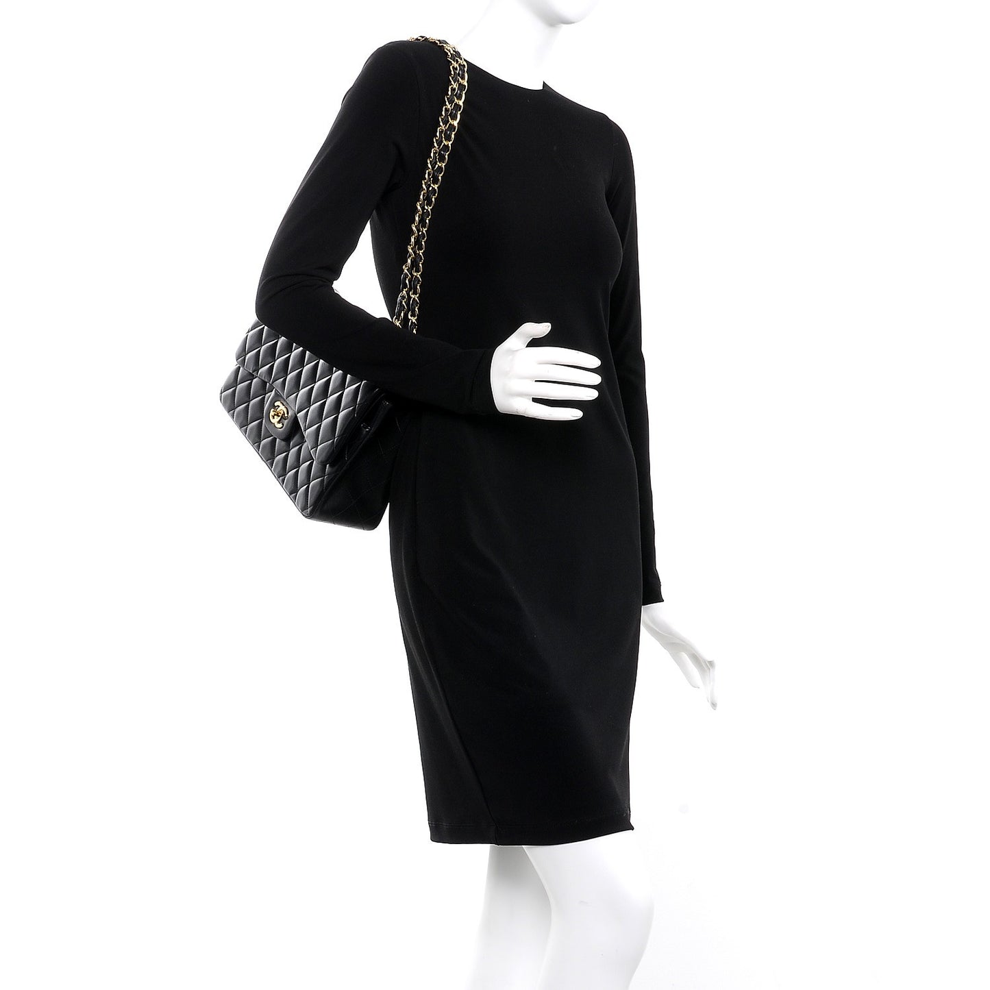 Lambskin Quilted Jumbo Double Flap Black