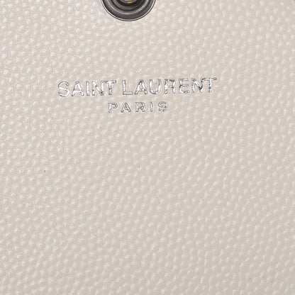 Saint Laurent Grain De Poudre Matelasse Chevron Monogram Envelope Chain Wallet Dove White 6 of 11