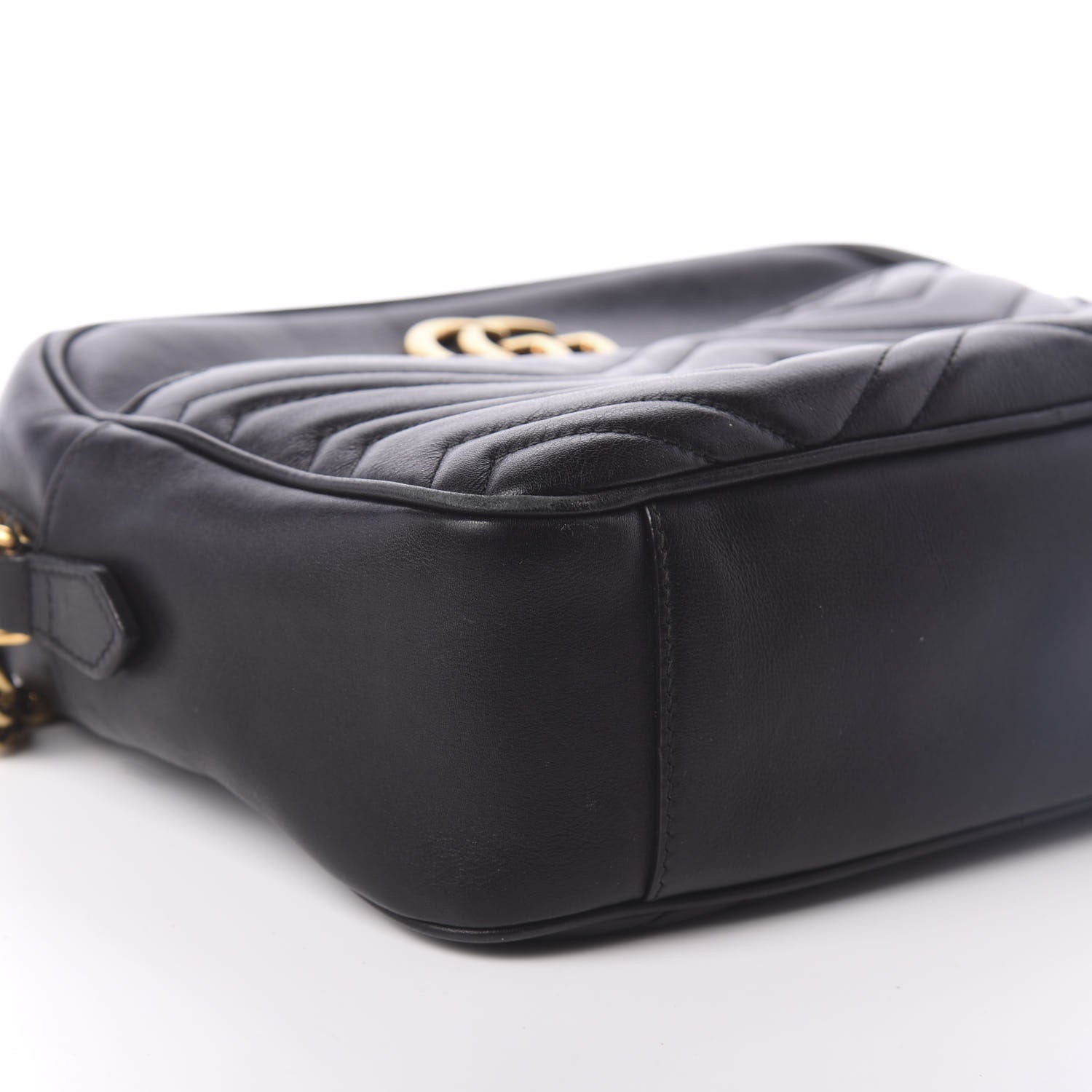 Gucci Calfskin Matelasse Medium GG Marmont Chain Shoulder Bag Black 8 of 9