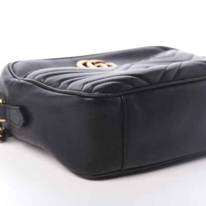 Gucci Calfskin Matelasse Medium GG Marmont Chain Shoulder Bag Black 8 of 9