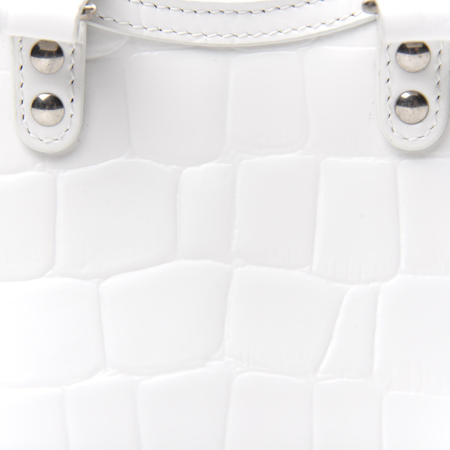 Balenciaga Semi Shiny Calfskin Crocodile Embossed Neo Classic Silver Hardware Nano City Crossbody White 9 of 9
