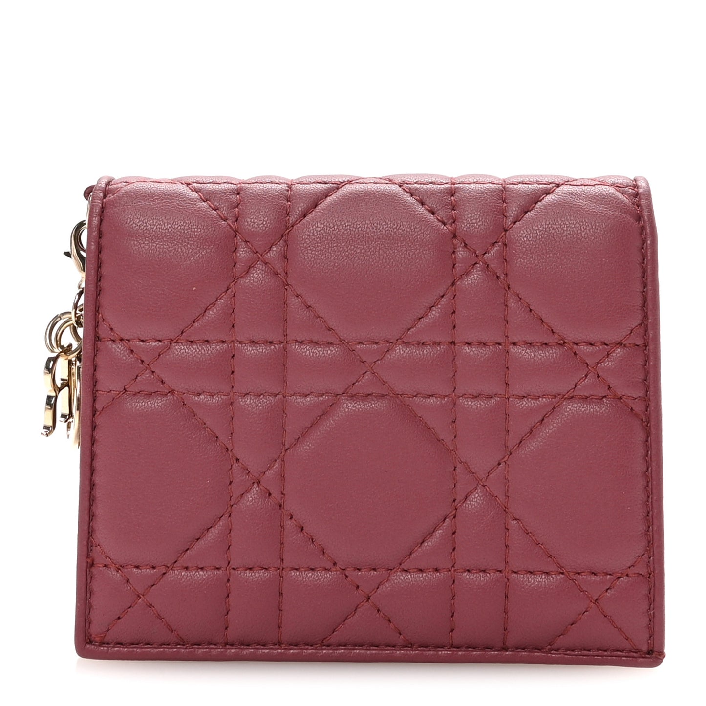 Lambskin Cannage Mini Lady Dior Wallet Burgundy