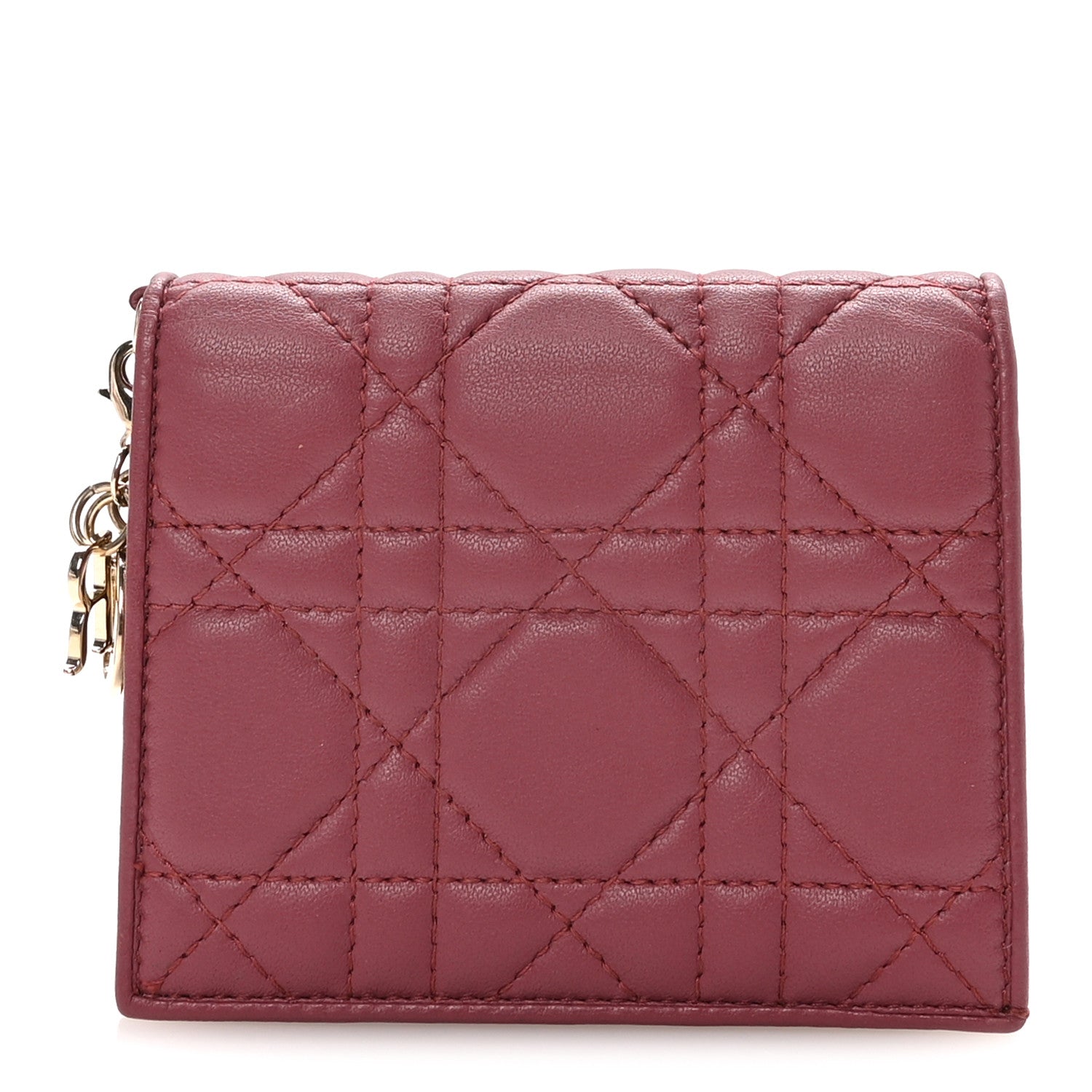 Christian Dior Lambskin Cannage Mini Lady Dior Wallet Burgundy 1 of 7