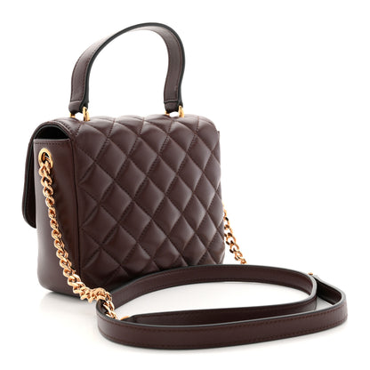Versace Nappa Quilted Medusa Top Handle Crossbody Flap Dark Brown 3 of 10