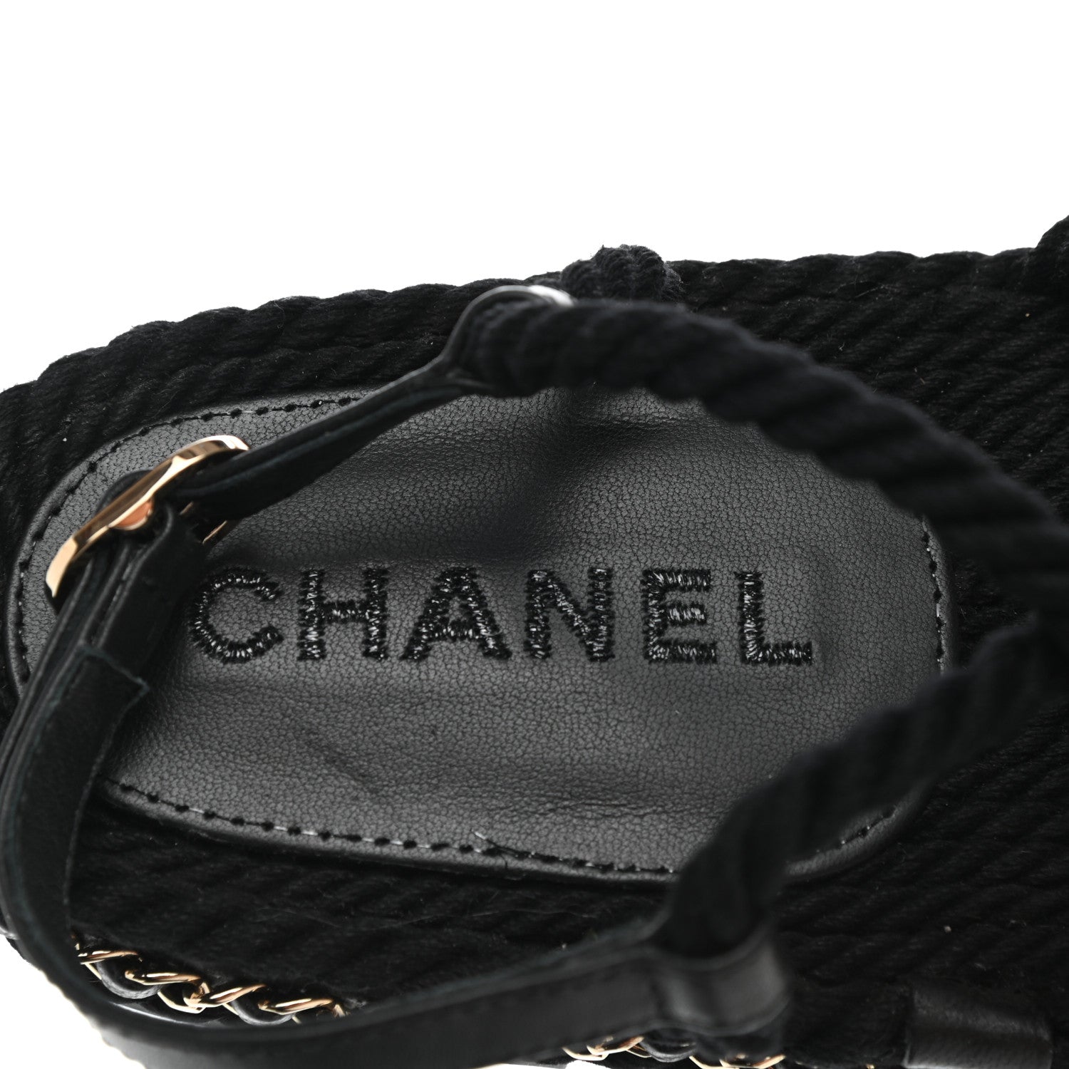 Chanel Lambskin Cord Chain CC Sandals 38 Black 8 of 9