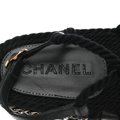 Chanel Lambskin Cord Chain CC Sandals 38 Black 8 of 9