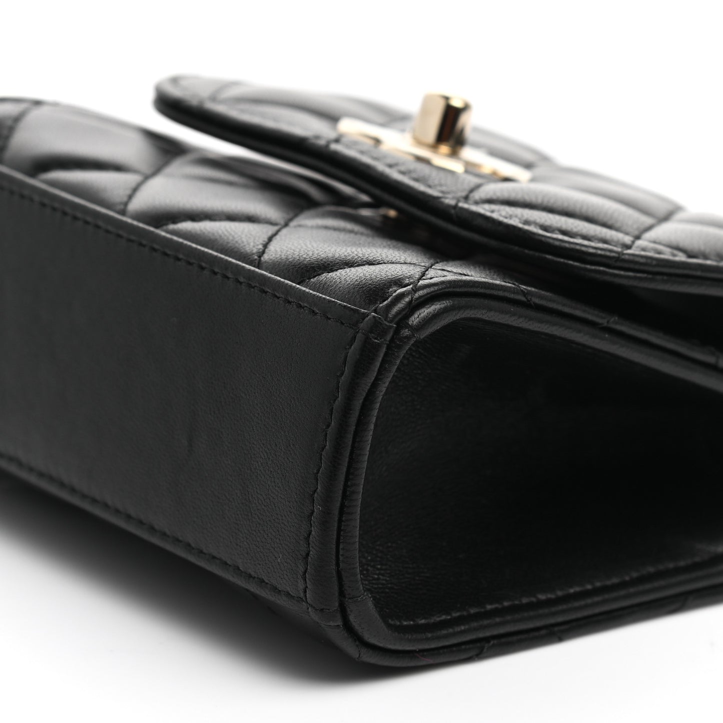 Lambskin Quilted Mini Trendy CC Chain Wallet Black