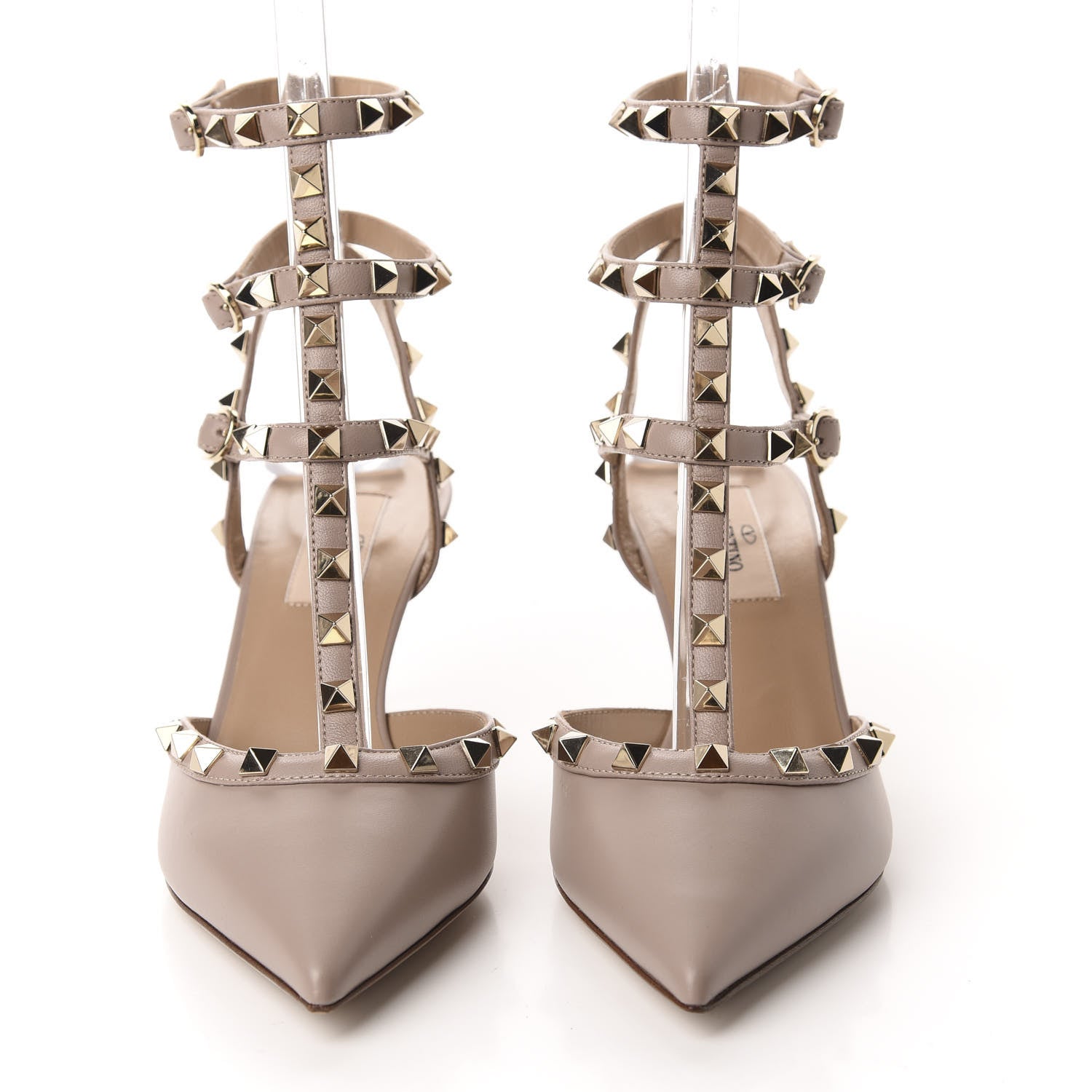 Valentino Garavani Calfskin Nappa Rockstud Ankle Strap 65mm Pumps 38 Poudre 2 of 10