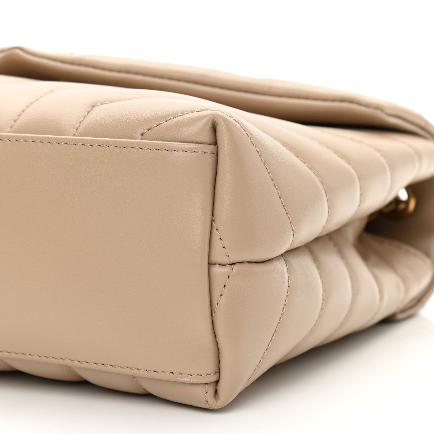 Saint Laurent Calfskin Y Quilted Monogram Small Loulou Chain Satchel Dark Beige 12 of 12