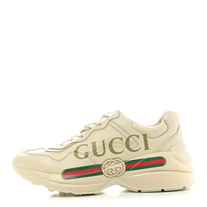 Gucci Calfskin Logo Womens Rhyton Sneakers 39 Ivory 1 of 10