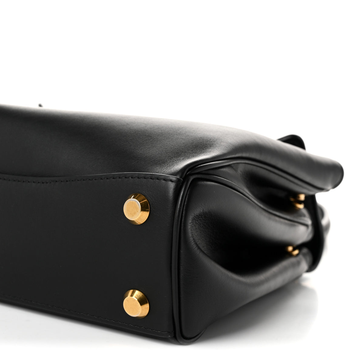 Natural Smooth Calfskin Medium Rodeo Top Handle Handbag Black