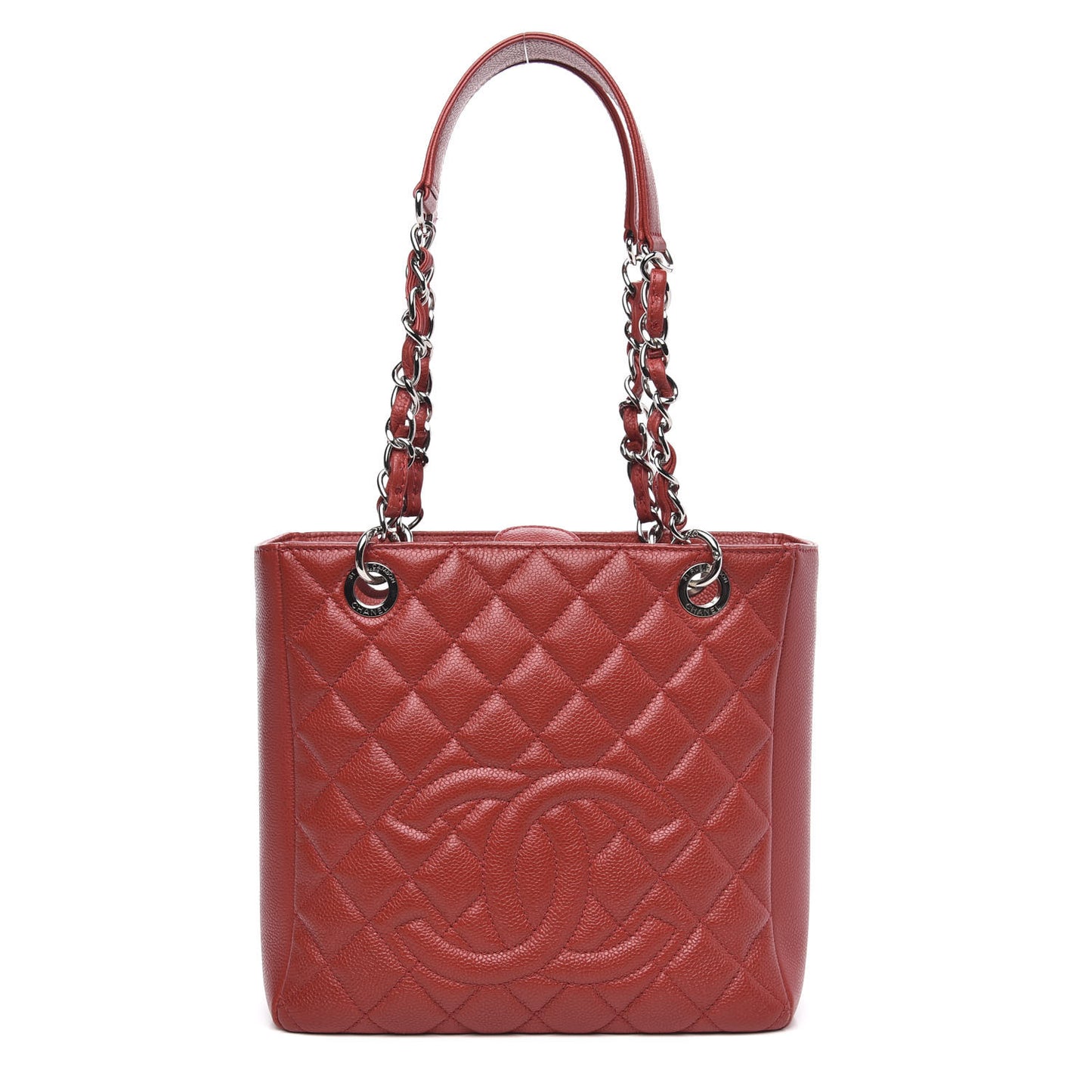 Caviar Quilted Petit Shopping Tote PST Red
