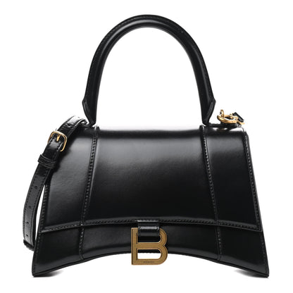 Balenciaga Shiny Box Calfskin Small Hourglass Top Handle Bag Black 1 of 10