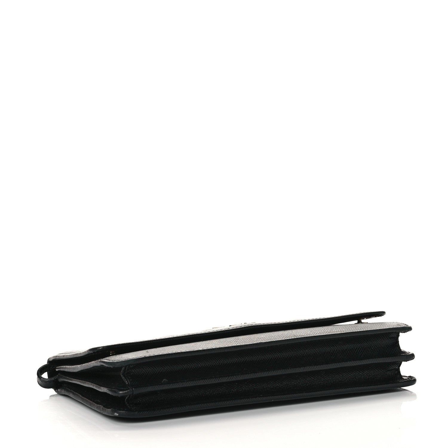 Prada Saffiano Metal Flap Wallet With Strap Black 3 of 10