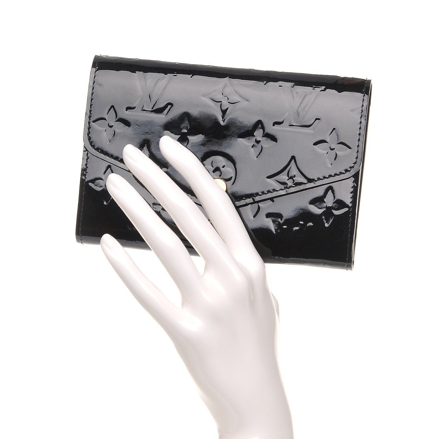 Louis Vuitton Vernis Sarah Compact Wallet Black Magnetique 2 of 8