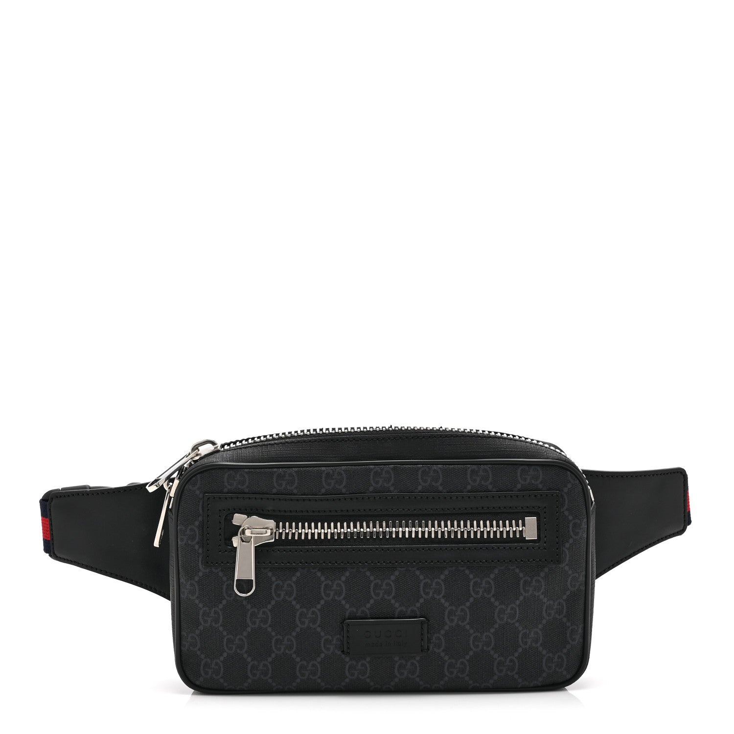 Gucci Soft GG Supreme Monogram Web Belt Bag Black Grey 1 of 11