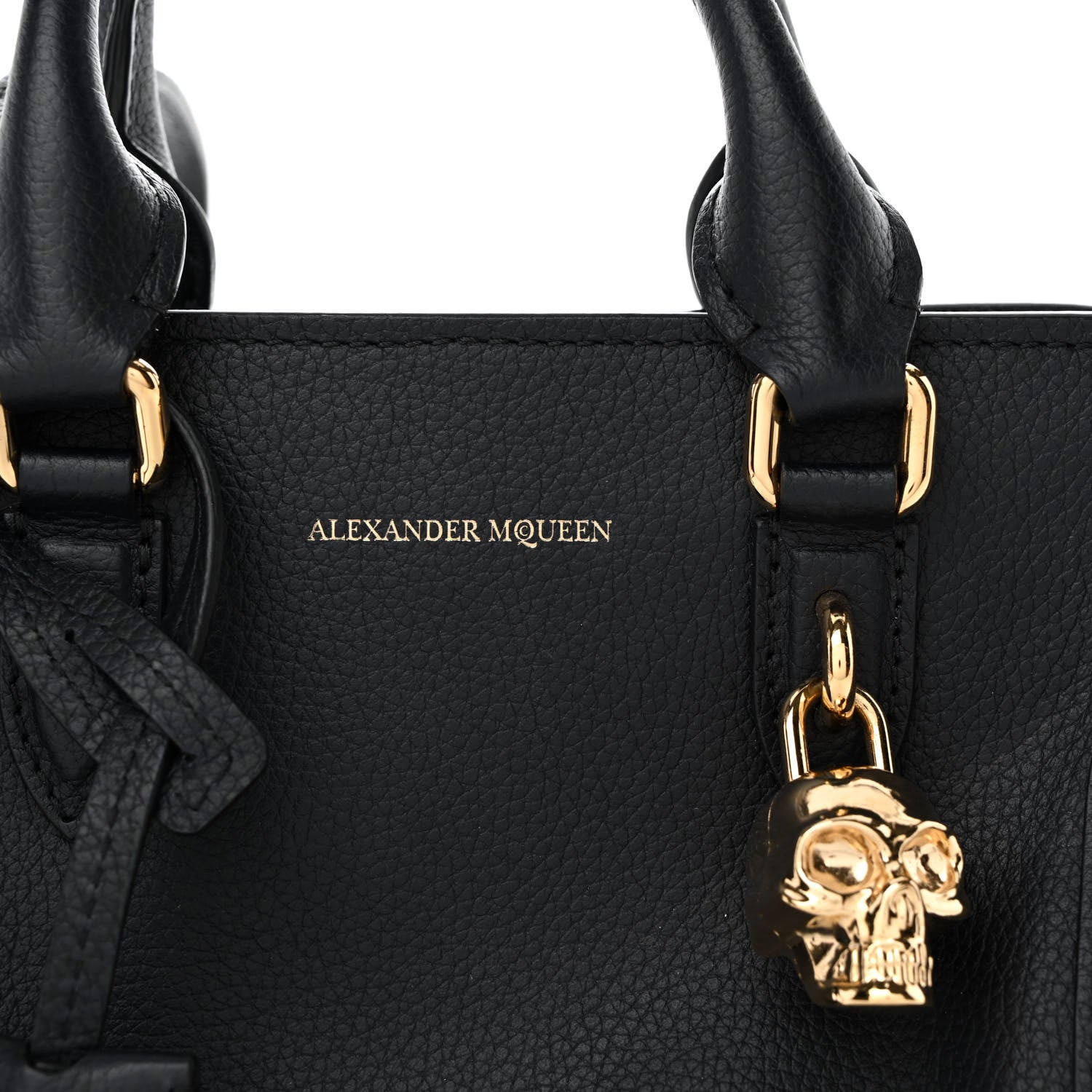 Alexander McQueen Pebbled Calfskin Mini Padlock Tote Black 8 of 10