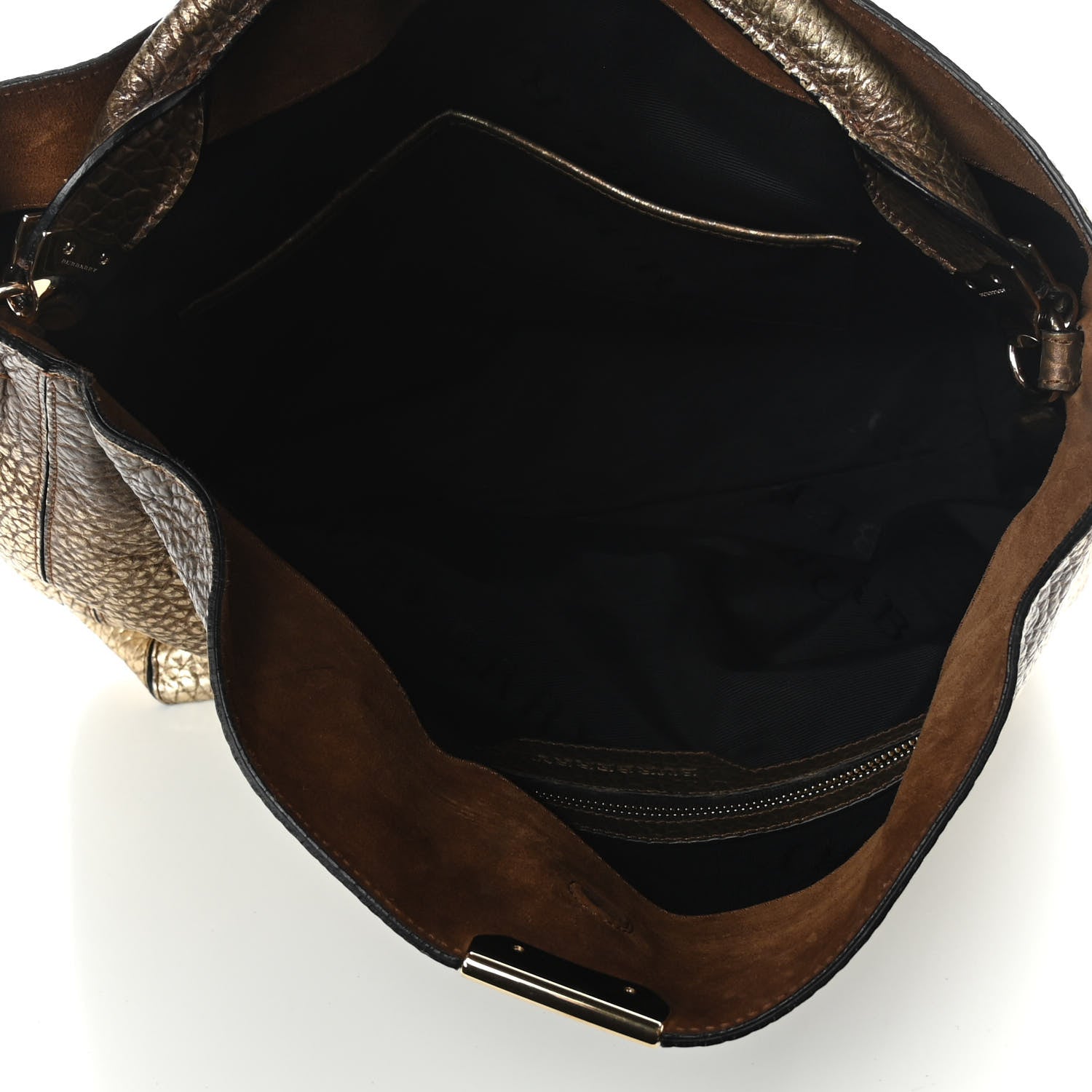 Burberry Metallic Signature Grain Medium Lindburn Hobo Gold 4 of 8