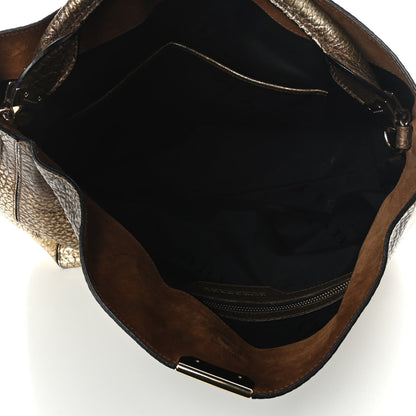 Burberry Metallic Signature Grain Medium Lindburn Hobo Gold 4 of 8