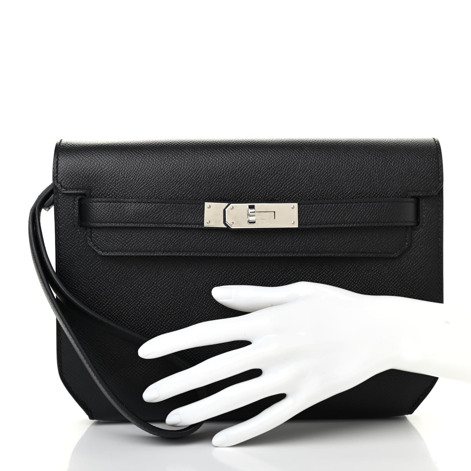 Hermes Epsom Kelly Depeches 25 Pouch Black 2 of 10