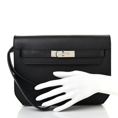 Hermes Epsom Kelly Depeches 25 Pouch Black 2 of 10