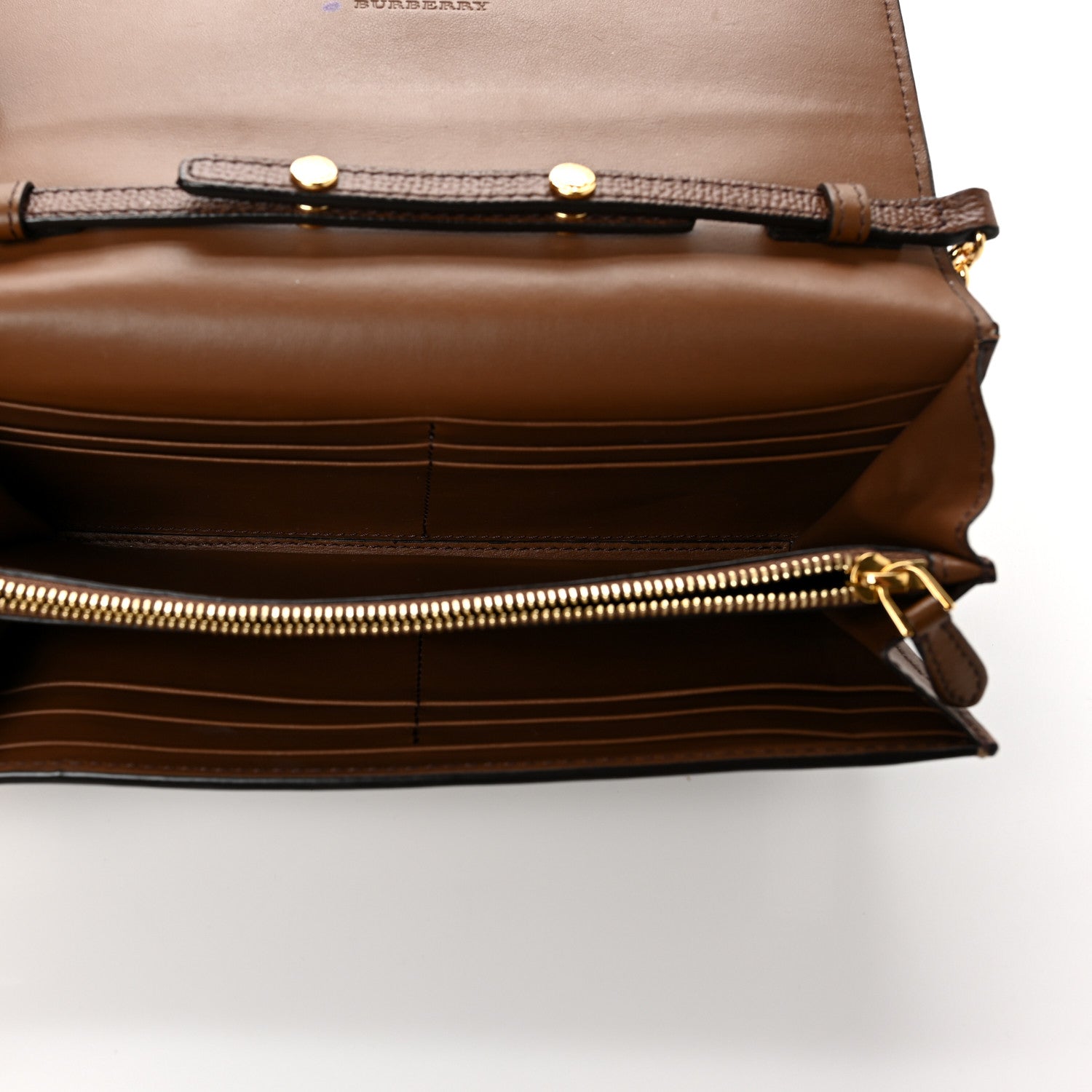 Burberry Derby Calfskin House Check Henley Wallet On Chain Tan 4 of 10