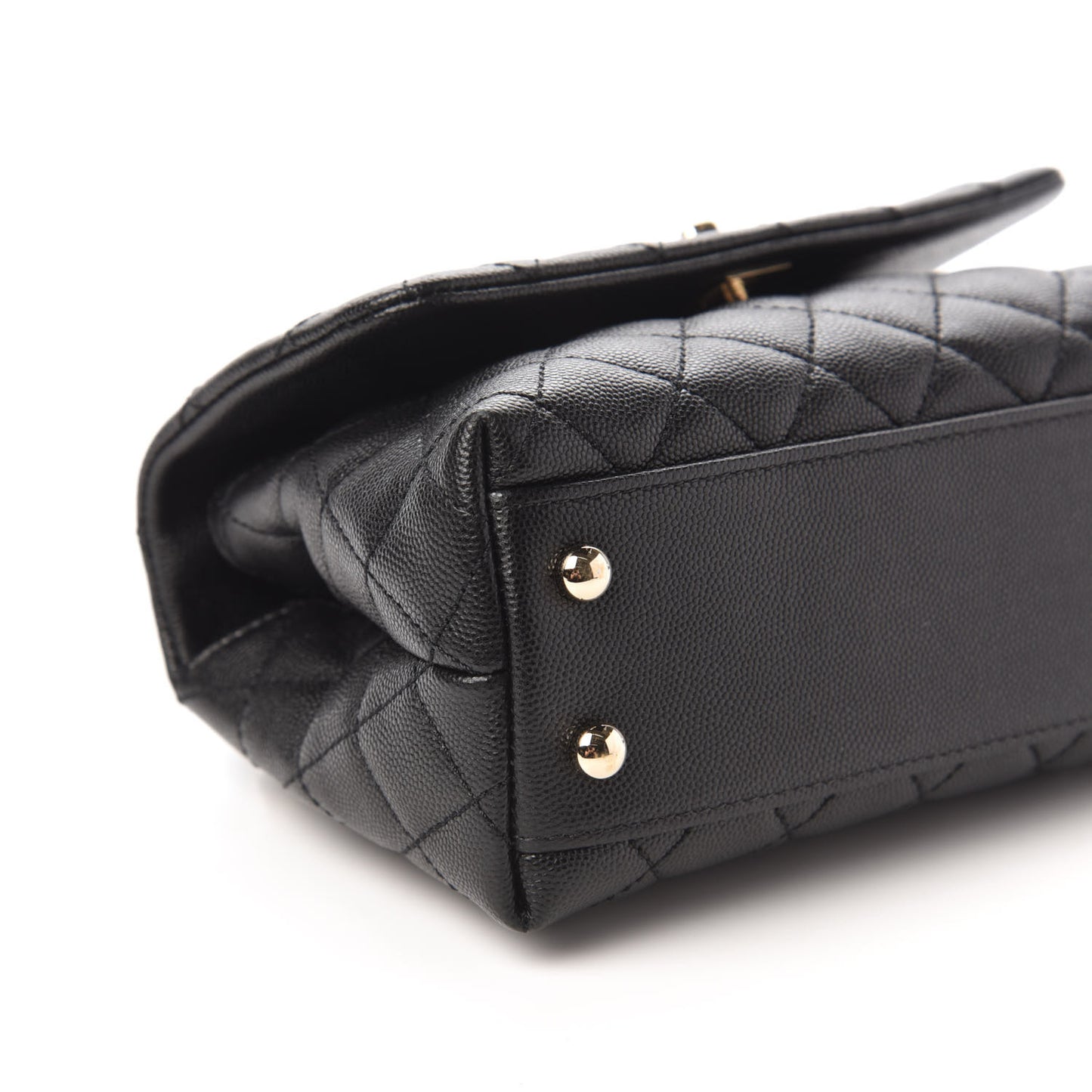 Caviar Quilted Mini Coco Handle Flap Black