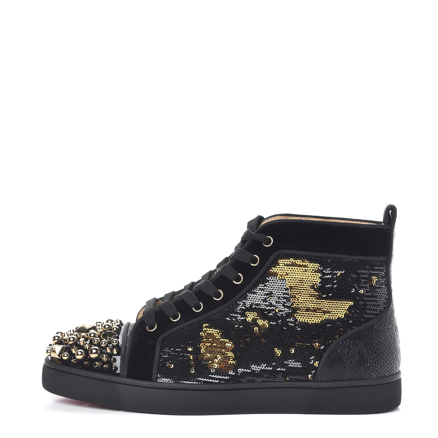 Patent Galucalf Velvet Sequin Embellished Mad Flat Sneakers 41 Black