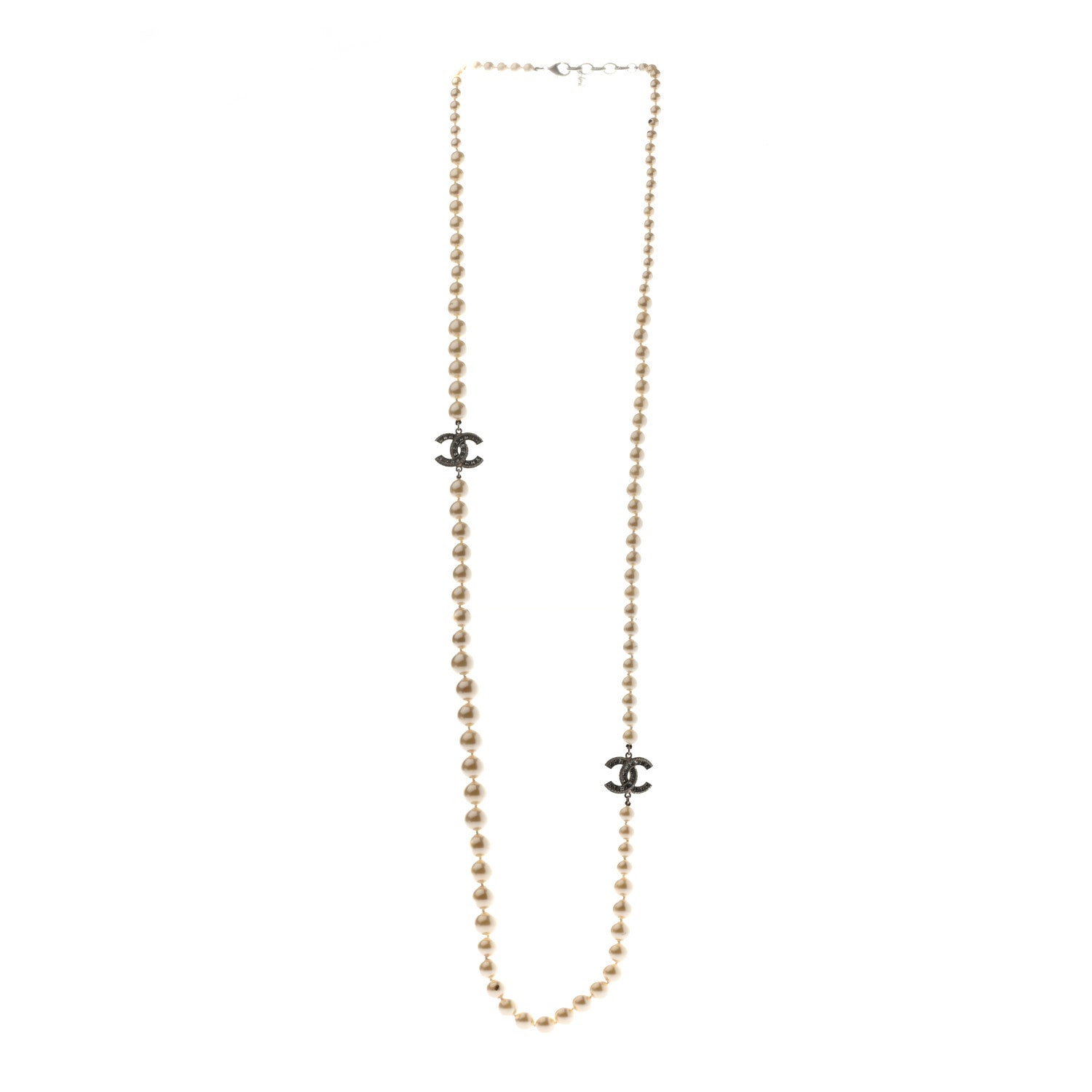 Chanel Pearl CC Long Necklace Light Gold 3 of 5