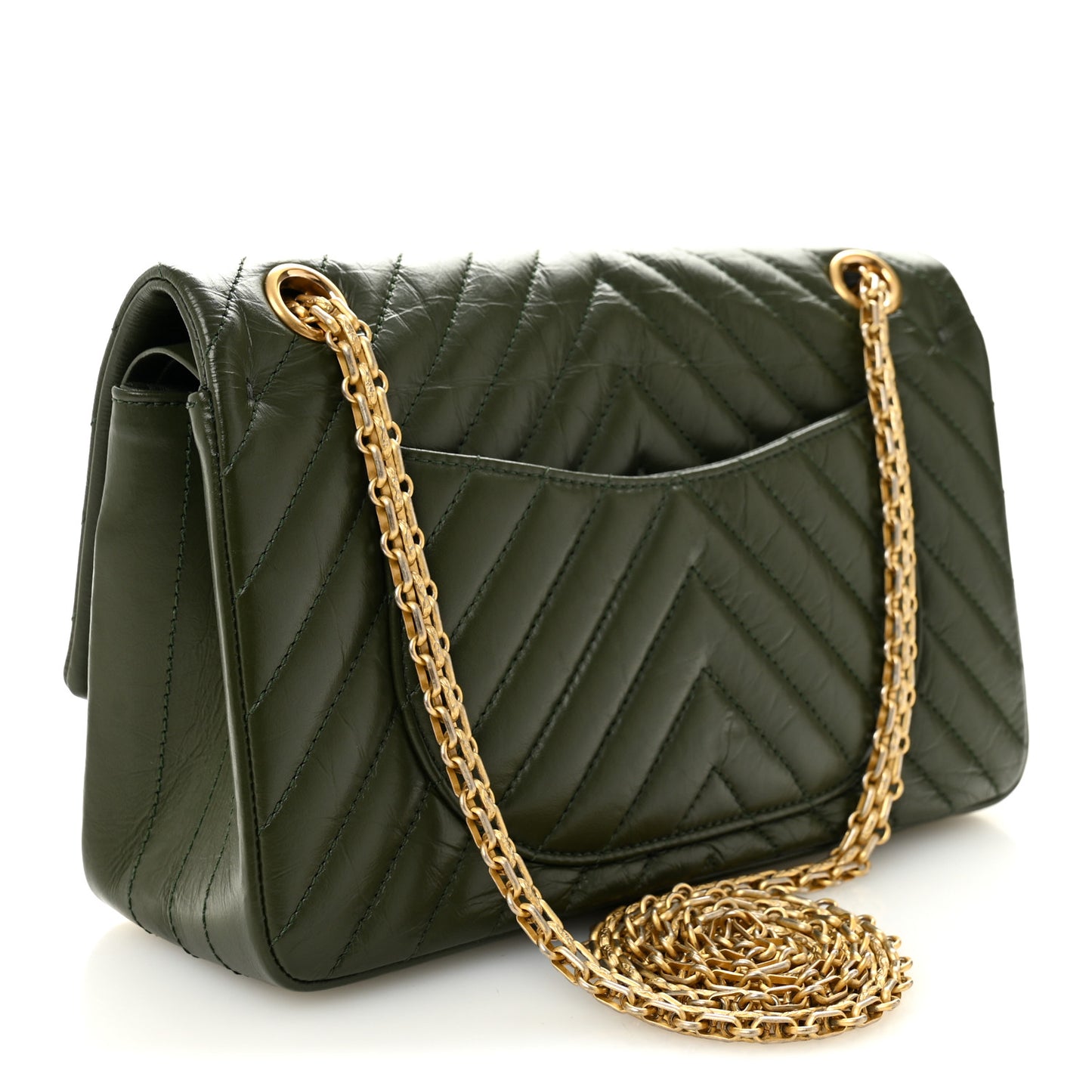 Aged Calfskin Chevron Quilted 2.55 Reissue 225 Flap Green
