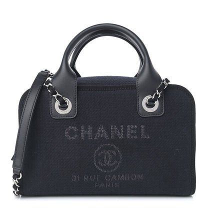Chanel Mixed Fibers Deauville Bowling Bag Black 1 of 8