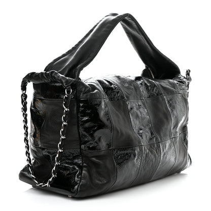 Chanel Lambskin Patent Calfskin Brooklyn Patchwork Hobo Black 3 of 10