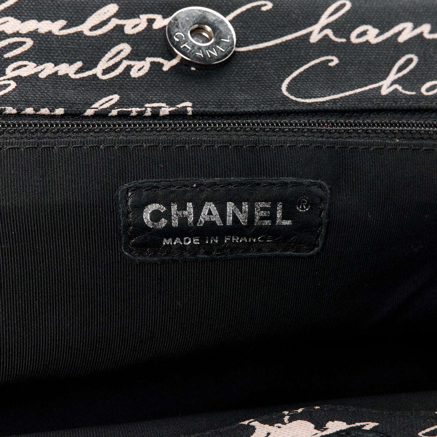 Canvas Camellia Flower Tote Black
