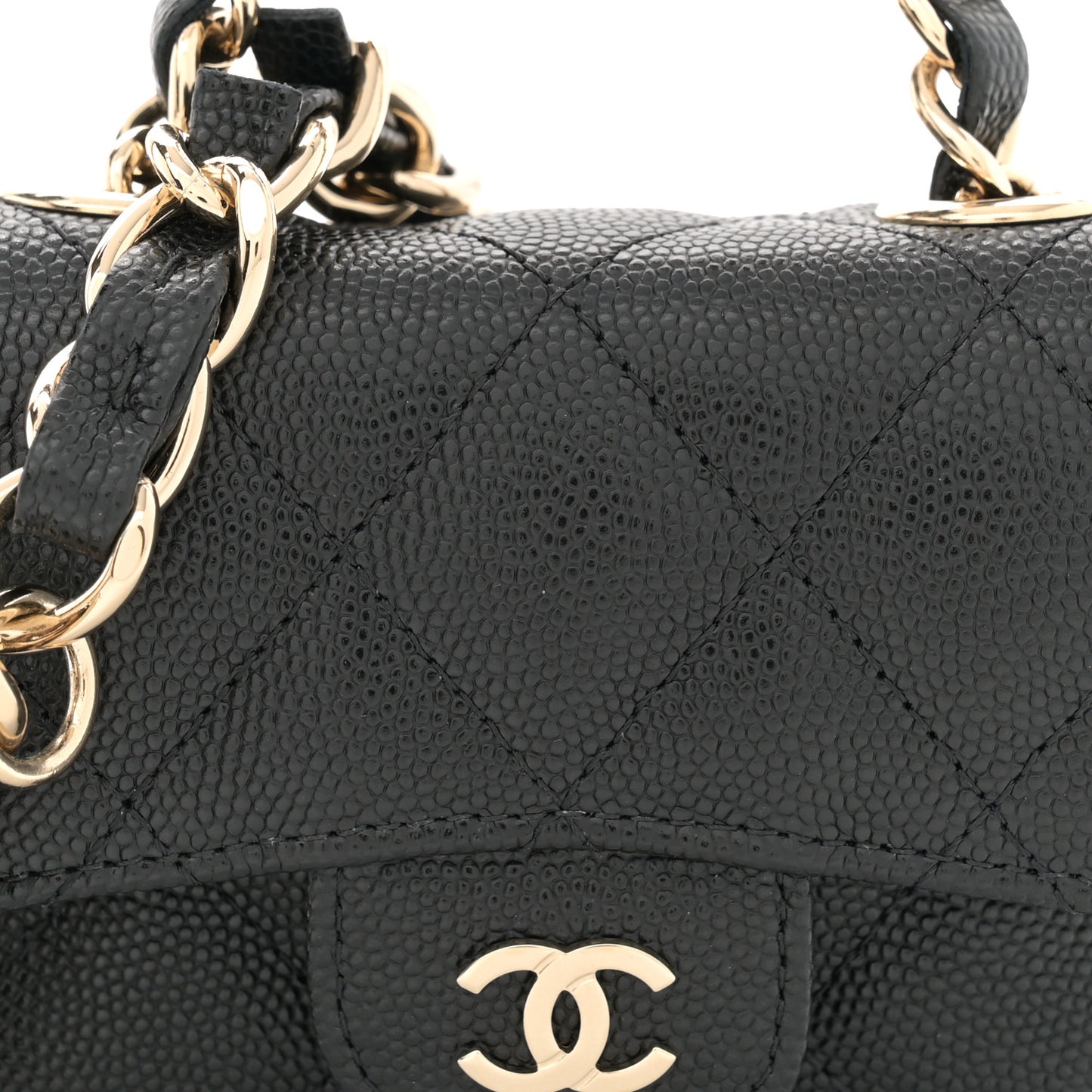 Caviar Quilted Mini Chain Belt Bag Black