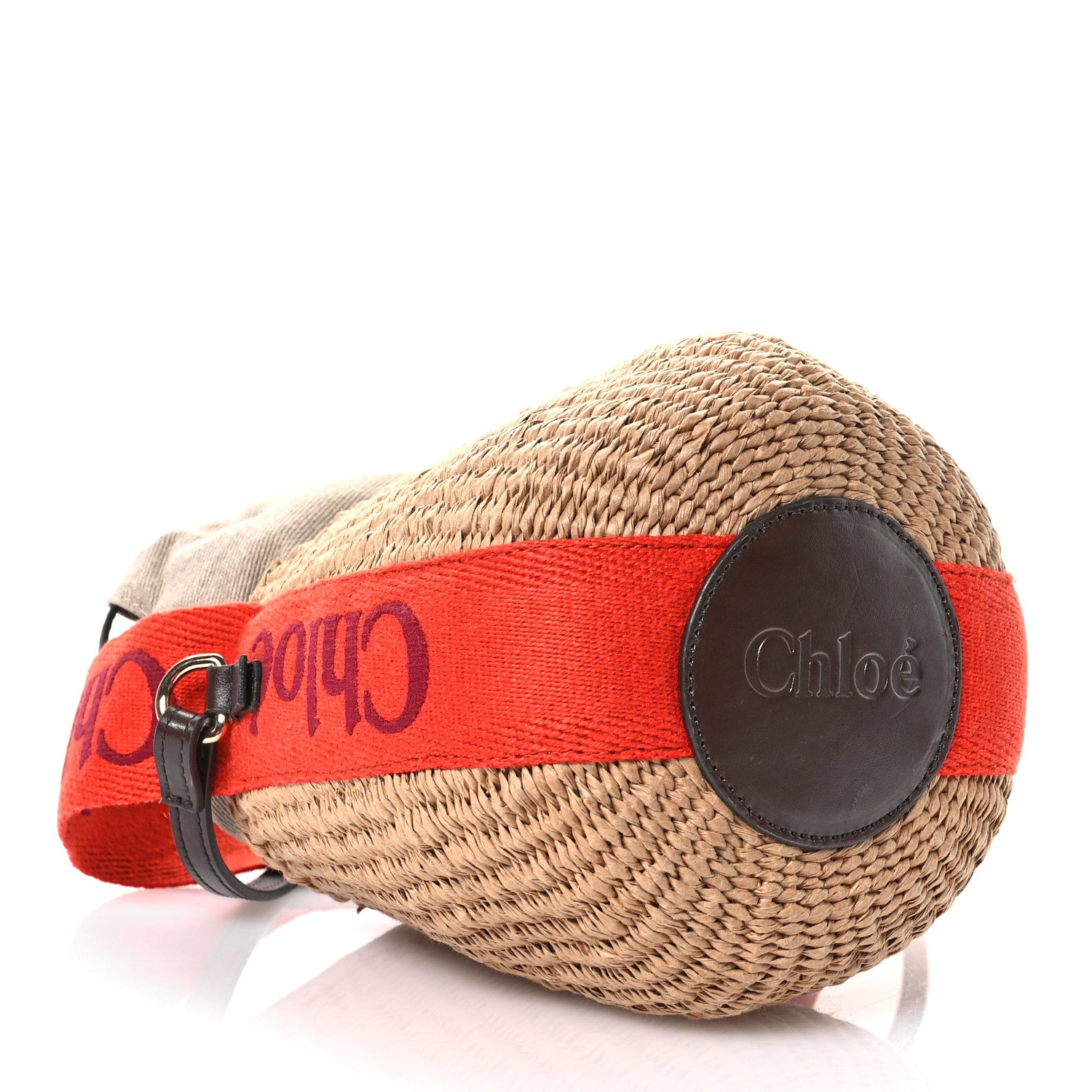 Chloe X MIFUKO Raffia Calfskin Small Woody Basket Shoulder Orange Beige 4 of 11