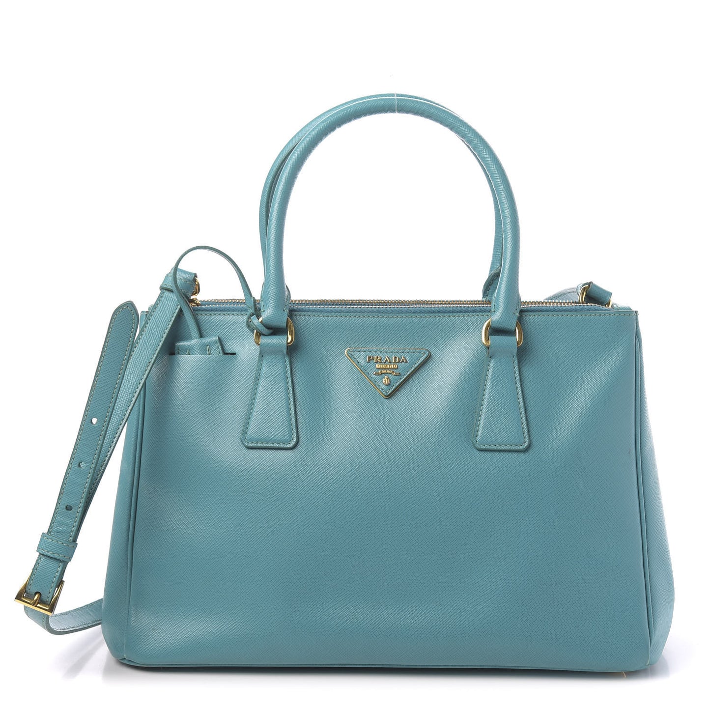 Saffiano Medium Galleria Double Zip Tote Turchese