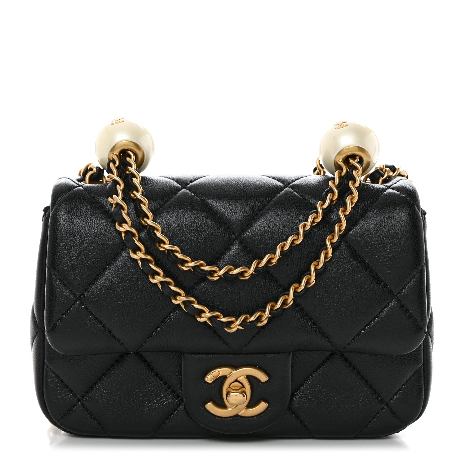 Chanel Lambskin Pearl Quilted Mini Flap Black 1 of 10