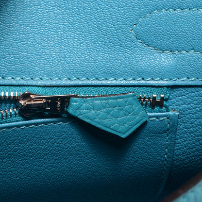 Hermes Taurillon Clemence Birkin 30 Turquoise 7 of 17