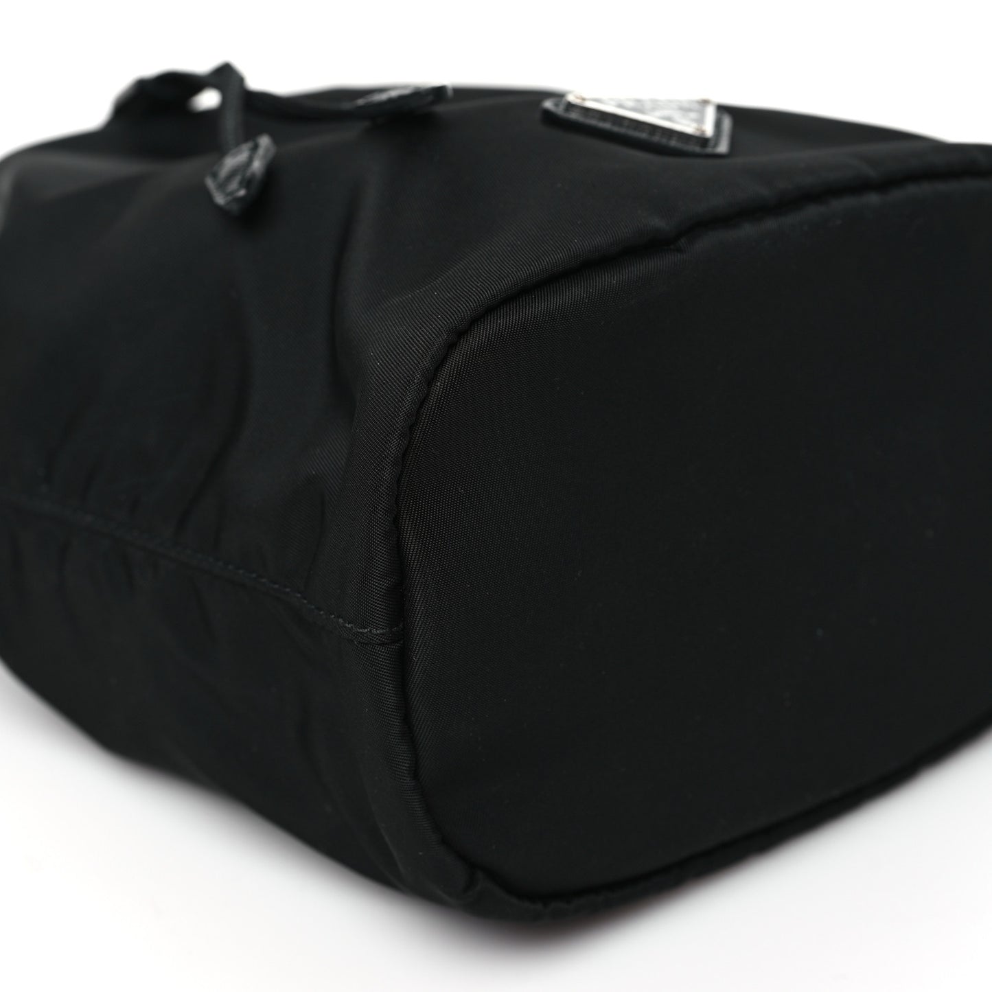 Saffiano Tessuto Nylon Vela Bucket Wristlet Black
